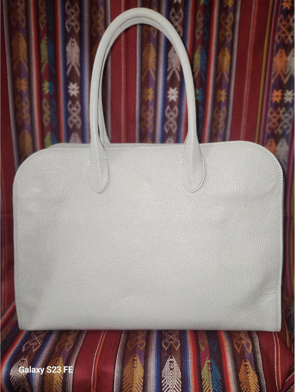 Claudia Firenze Cream Pebbled Leather Tote